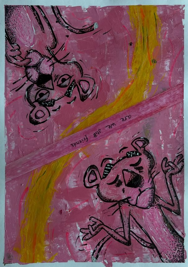 are we still friends — acryl & oliepastel op papier