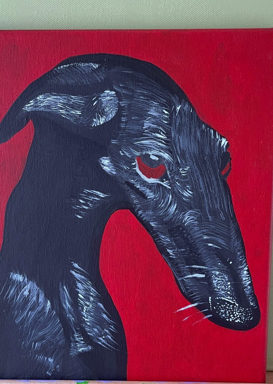 good dog — acryl & oliepastel op doek