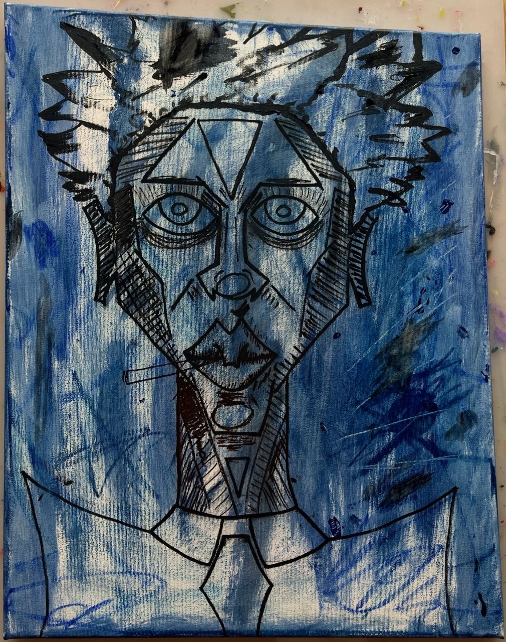 man with sig — acryl & oliepastel op doek